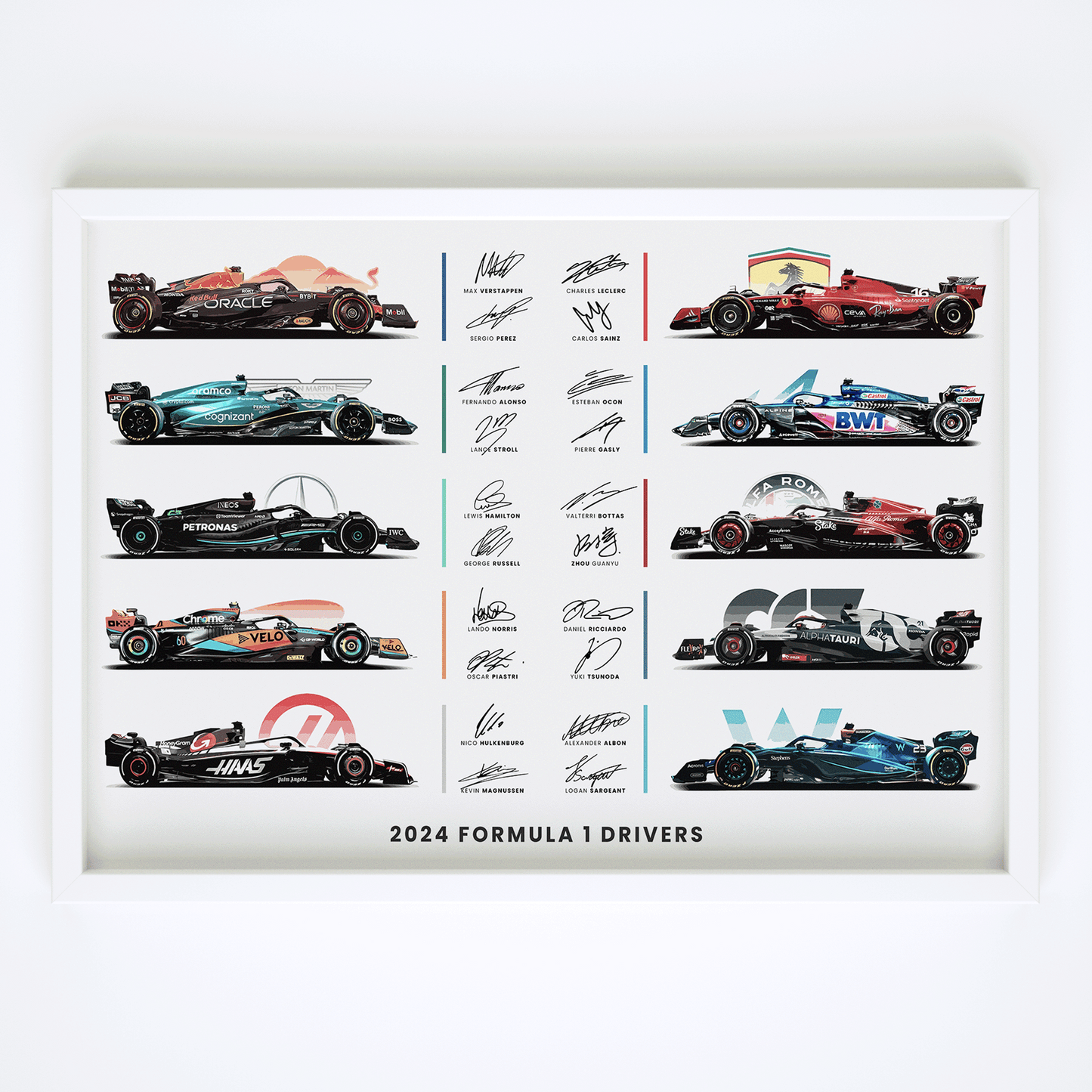 Formula 1 poster sa bolidima i autogramima vozača